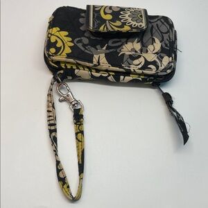Vera Bradley Black and Yellow Floral Wristlet